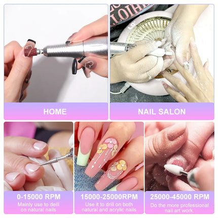 45,000 RPM Rechargeable Electric Nail Drill – Professional Portable Manicure Tool