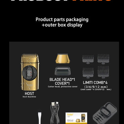 Kemei T397 Professional Hair for Men, Tondeuse à Barbe Étanche et Rechargeable