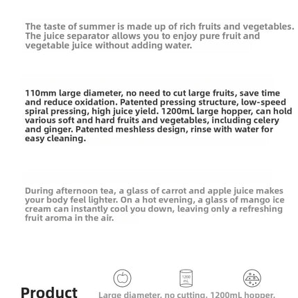 304 Stainless Steel Slow Juicer – Fresh Juice, Easy Clean & Automatic Extraction