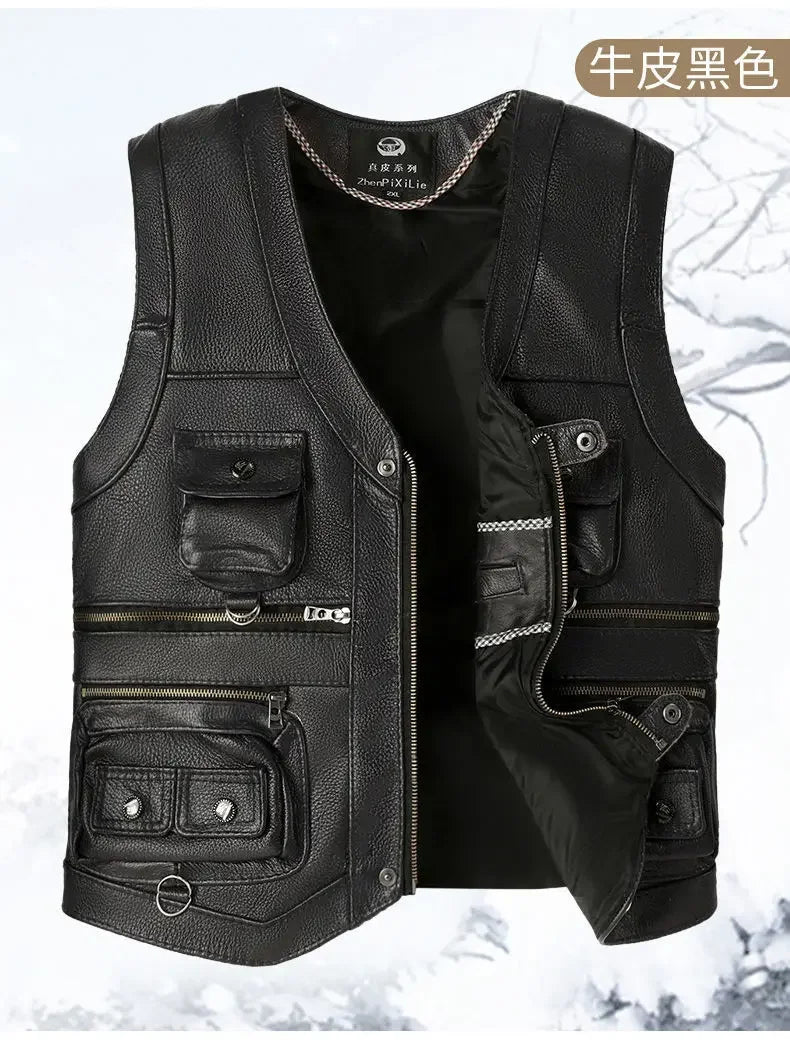 Autumn Winter Leather Vest Men's