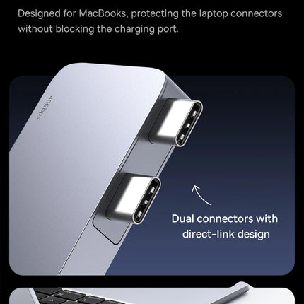 DIBELLAY Dual USB-C Hub 4K HDMI, 40Gbps, USB 3.0, SD/TF for MacBook Pro/Air