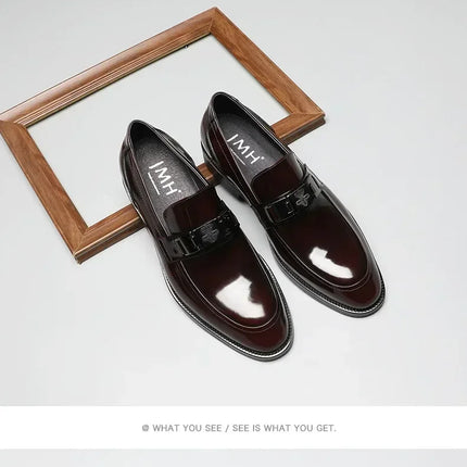 Dress Men's Shoes Premium Leather Glossy Casual Loafers