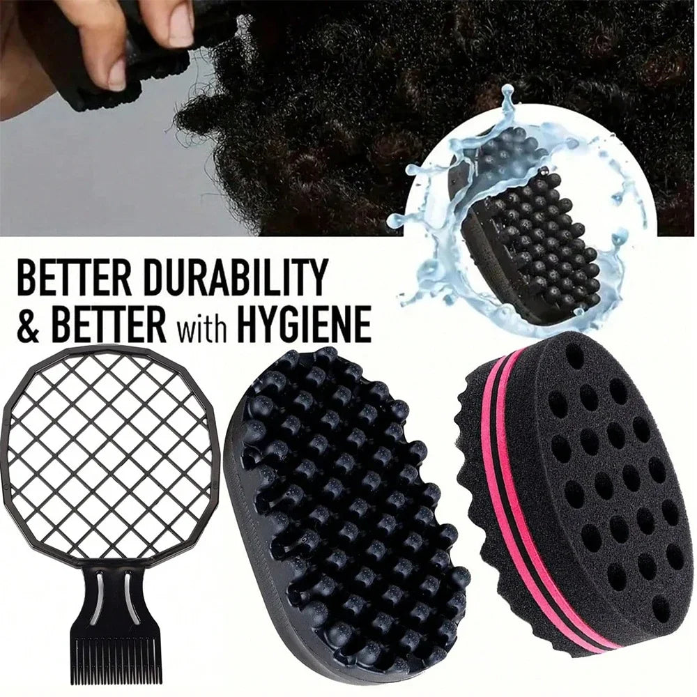 3pcs/set Hair Styling Rubber Washable Afro Curl Sponge Soft Hair