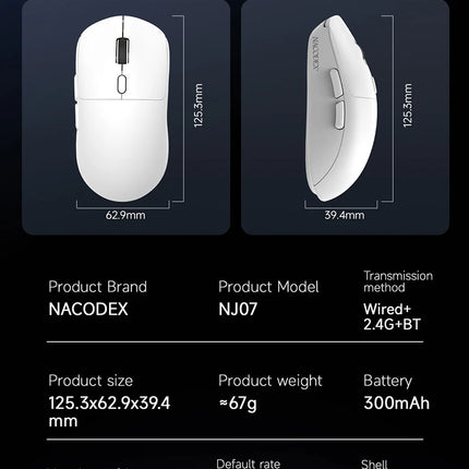 AJAZZ NJ07 Tri-Mode Gaming Mouse – 12800 DPI, Wireless & Wired