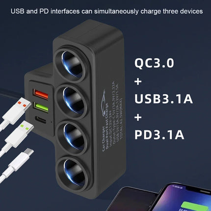 120W Car Phone Charger Cigarette Lighter Adapter PD 3.1A