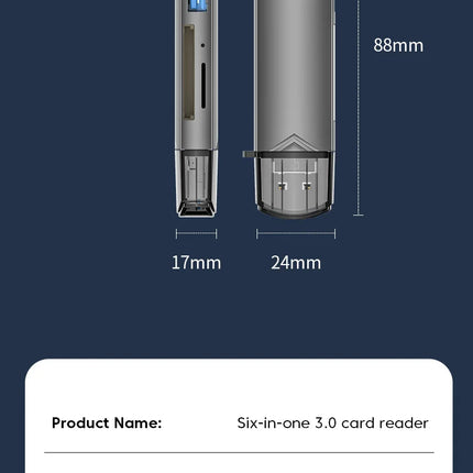6-in-1 USB 3.0 Card Reader – Type-C & Micro USB OTG