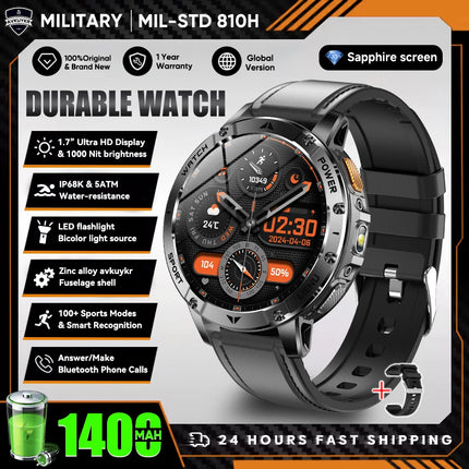 Military Sports Smart Watch with Flashlight