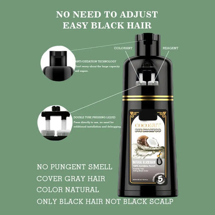 500ml Herbal Hair Dye Black Hair Shampoo Black Hair Color Shampoo Black Hair Dye Covering White Hair Shampoo ginger Shampoo