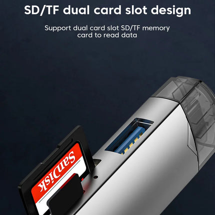 6-in-1 USB 3.0 Card Reader – Type-C & Micro USB OTG