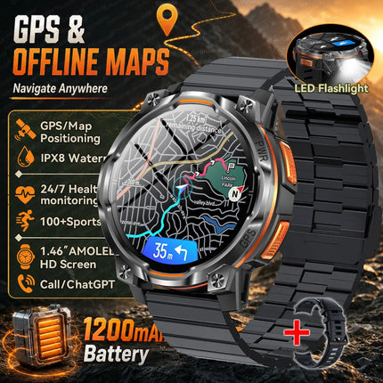 GPS Sports Smart Watch with Flashlight