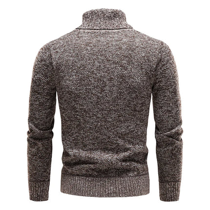DIBELLAY Men’s Fleece Turtleneck Sweater – Autumn/Winter Slim Fit