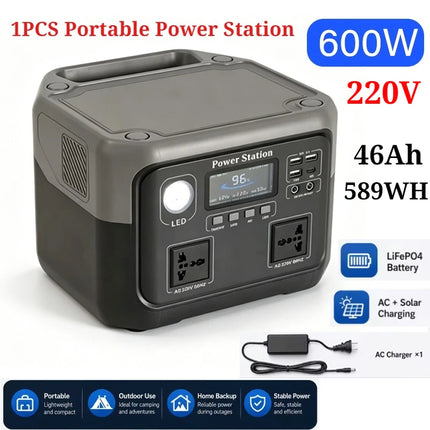 800W Portable Power Station 589Wh Solar Generator Backup Battery
