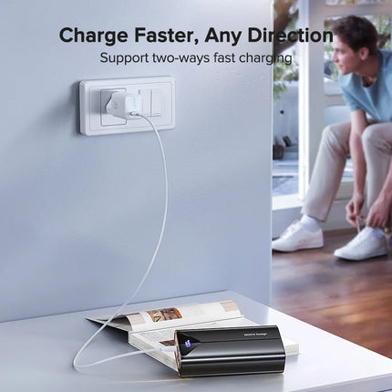QOOVI 30000mah Power Bank 22.5W Fast Charging Built-in Cable External Large Battery Portable