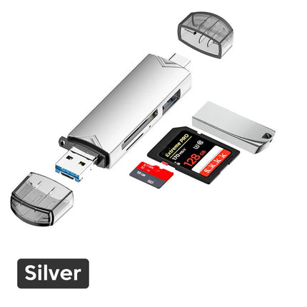 6-in-1 USB 3.0 Card Reader – Type-C & Micro USB OTG