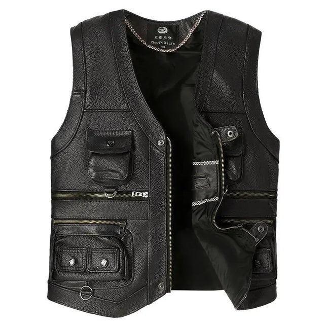 Autumn Winter Leather Vest Men's