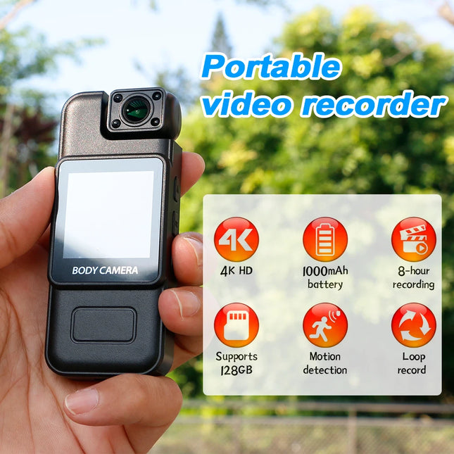 Mini Caméra Wi-Fi 4K – Vision Nocturne Infrarouge, Body Cam & Caméra Sport Portable