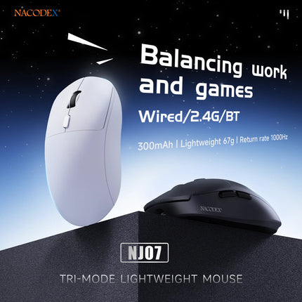 AJAZZ NJ07 Tri-Mode Gaming Mouse – 12800 DPI, Wireless & Wired