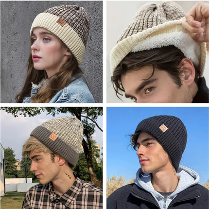 Unisex Two-Tone Fleece-Lined Beanie