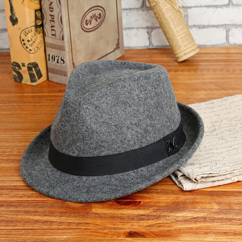 Men Winter Thick Warm Felt Fedora Hats Wool Gentleman