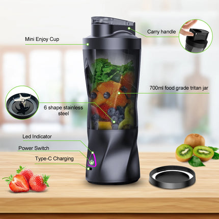 700ML Rechargeable Juicer Cup – Portable Smoothie Blender