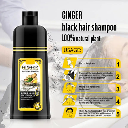 500ml Herbal Hair Dye Black Hair Shampoo Black Hair Color Shampoo Black Hair Dye Covering White Hair Shampoo ginger Shampoo