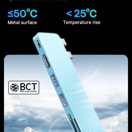 DIBELLAY Dual USB-C Hub 4K HDMI, 40Gbps, USB 3.0, SD/TF for MacBook Pro/Air