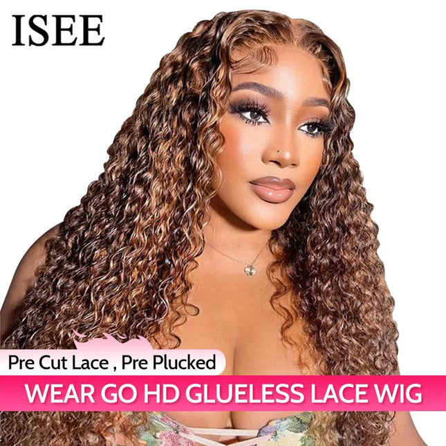 Glueless Ombre Deep Wave Wig – 6x4 HD Lace, Human Hair
