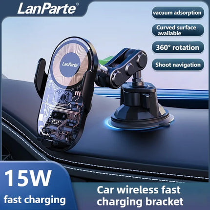 DIBELLAY LanParte – Support Voiture Sans Fil 15W avec Recharge Rapide Auto-Clamp