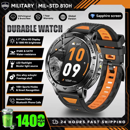 Military Sports Smart Watch with Flashlight