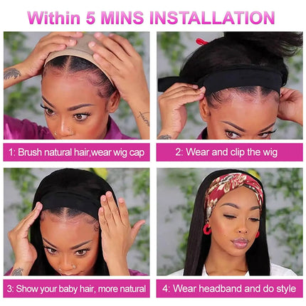 Wigs Brazilian Headband Wig bouclée – 20 pouces, densité 180 %, cheveux Remy