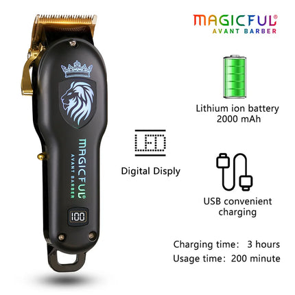 MAGICFUL New Professional Hair Clipper Rechargeable Electric Trimmer For Men