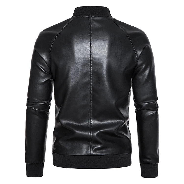 Men's Leather Bomber Moto Jackets Baseball Collar Express Faux   PU Bike  For  Male