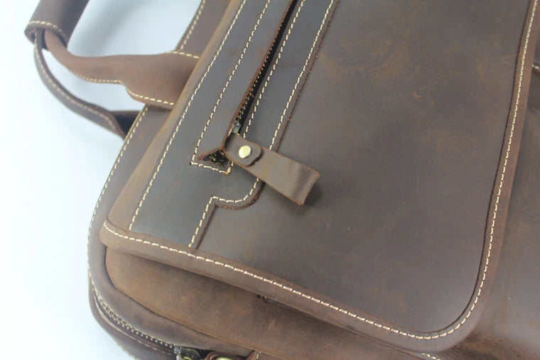 Vintage Men Leather Briefcase Tote Business bag