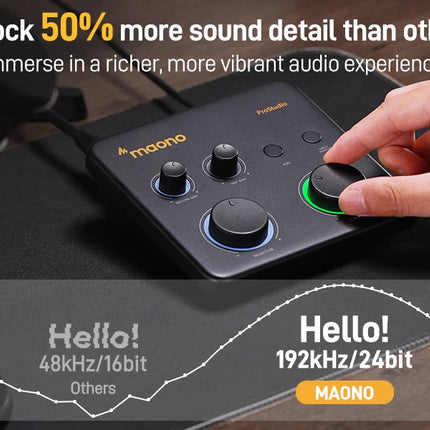 DIBELLAY MAONO PS22 Lite USB Audio Interface – XLR Input, 24-bit/192kHz, Loopback & ASIO for Music/Guitar/DAW