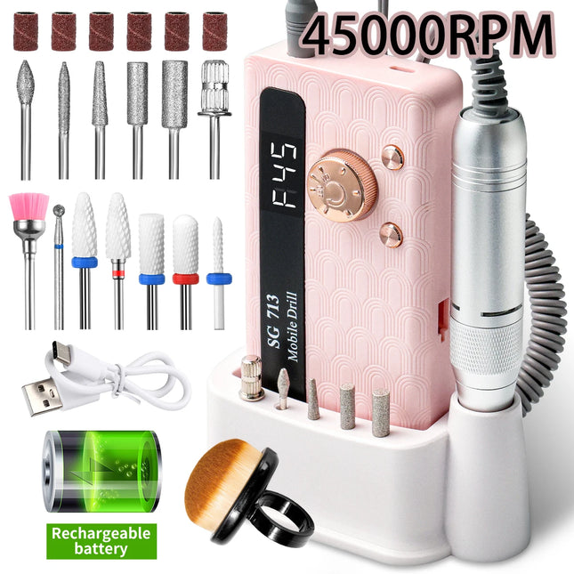 Rechargeable Professional Nail Drill Machine – 35,000/45,000 RPM