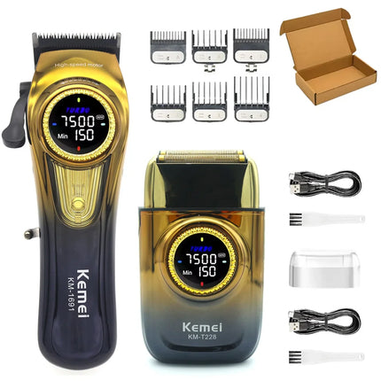 Kemei 1691 1677 T228 Kit Rechargeable Barber Hair Clippers Electric