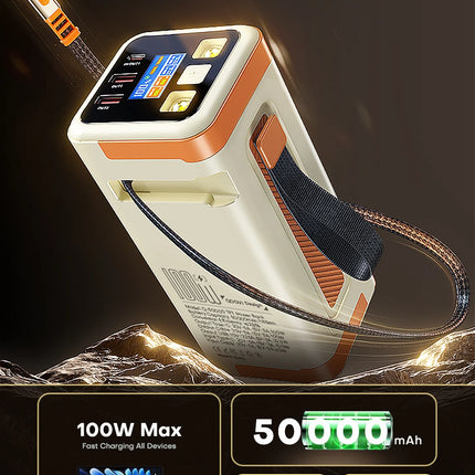 QOOVI 50000mAh Power Bank PD 100W Fast Charging Portable Large Battery Capacity Power Station For iPhone Laptop Samsung Xiaomi