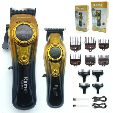 Kemei 1691 1677 T228 Kit Rechargeable Barber Hair Clippers Electric