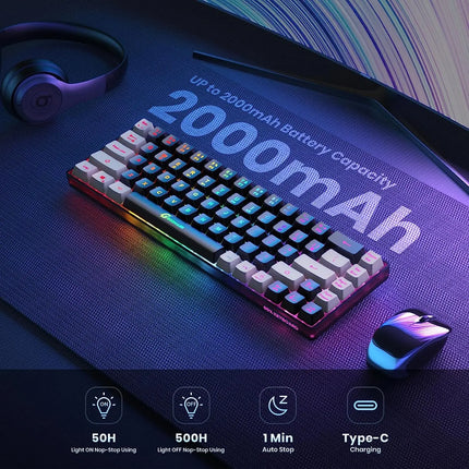 Wireless Gaming Keyboard 68 Keys – Backlit & Rechargeable
