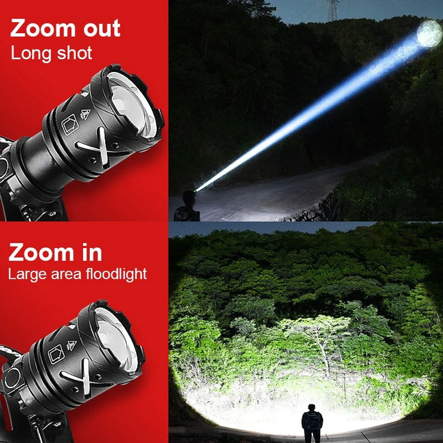 8000LM Rechargeable LED Headlamp Type-C for Fishing & Outdoor