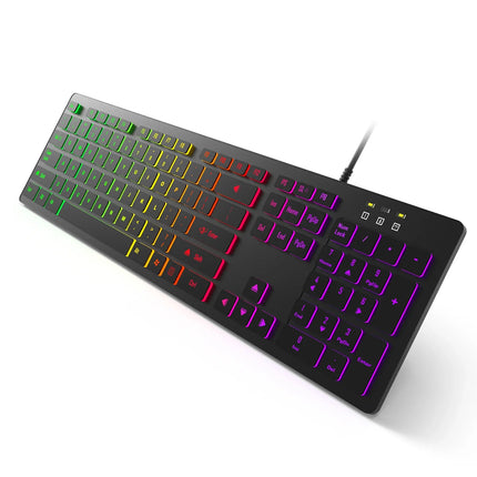 RGB Backlit Gaming Keyboard – Wired USB, Silent Keys