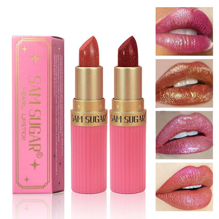 Pearlescent Pink Glitter Velvet Lipstick – Waterproof & Long Lasting
