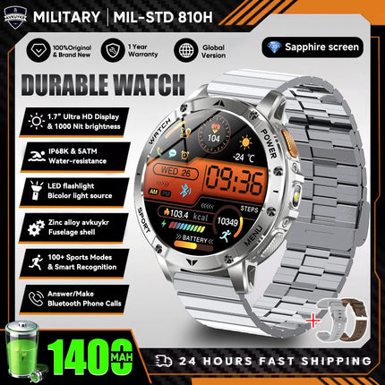 Military Sports Smart Watch with Flashlight
