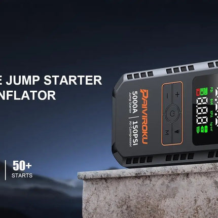 4-in-1 Car Jump Starter with Air Compressor 5000A 150PSI Power Bank Tire Inflator