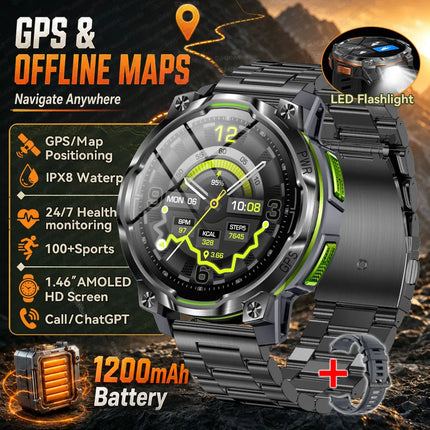 GPS Sports Smart Watch with Flashlight