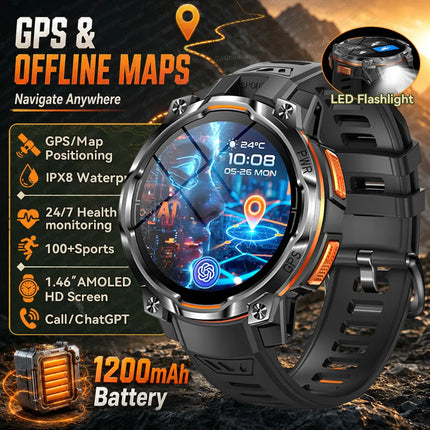 GPS Sports Smart Watch with Flashlight