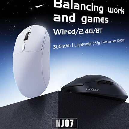 AJAZZ NJ07 Tri-Mode Gaming Mouse – 12800 DPI, Wireless & Wired