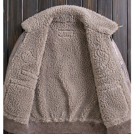DIBELLAY Men’s Sheep Fleece Fur Jacket