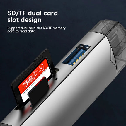 6-in-1 USB 3.0 Card Reader – Type-C & Micro USB OTG