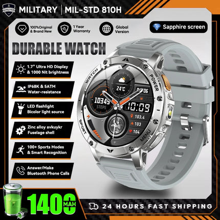 Military Sports Smart Watch with Flashlight